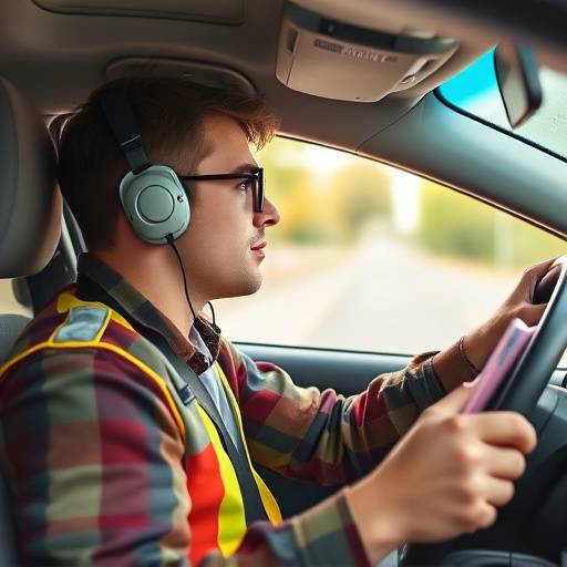 Learner driver studying road rules